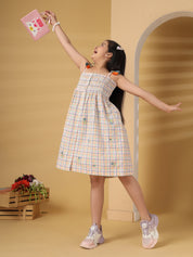 Multicolor Checks Smocked Embroidery Dress