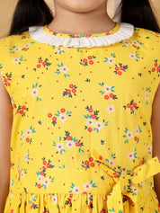 Yellow Floral Print Summer Dress