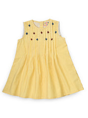 Yellow Striped Embellished Infant Dress
