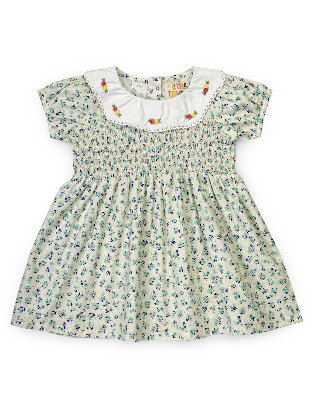 Floral Smocked Infant Dress with collar