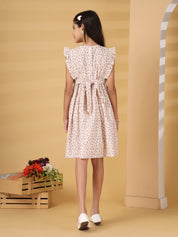 Peach Floral Print Dress