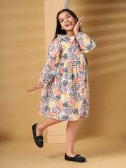 Multicolor Leaf Printed Dress