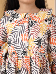 Multicolor Leaf Printed Dress