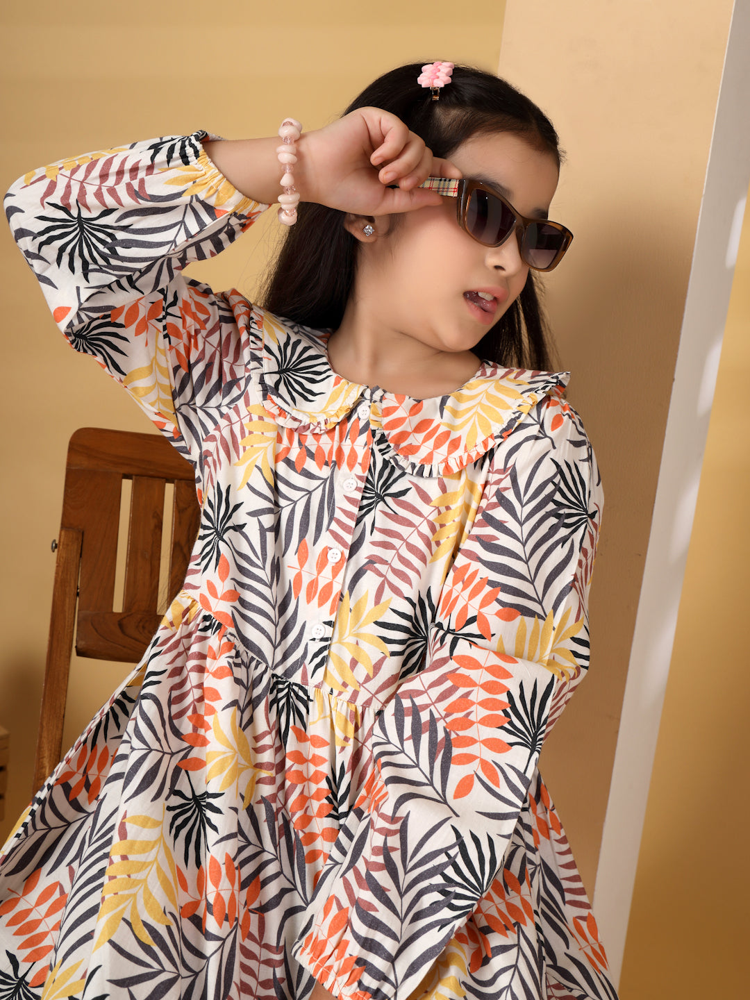 Multicolor Leaf Printed Dress