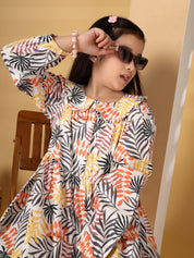 Multicolor Leaf Printed Dress