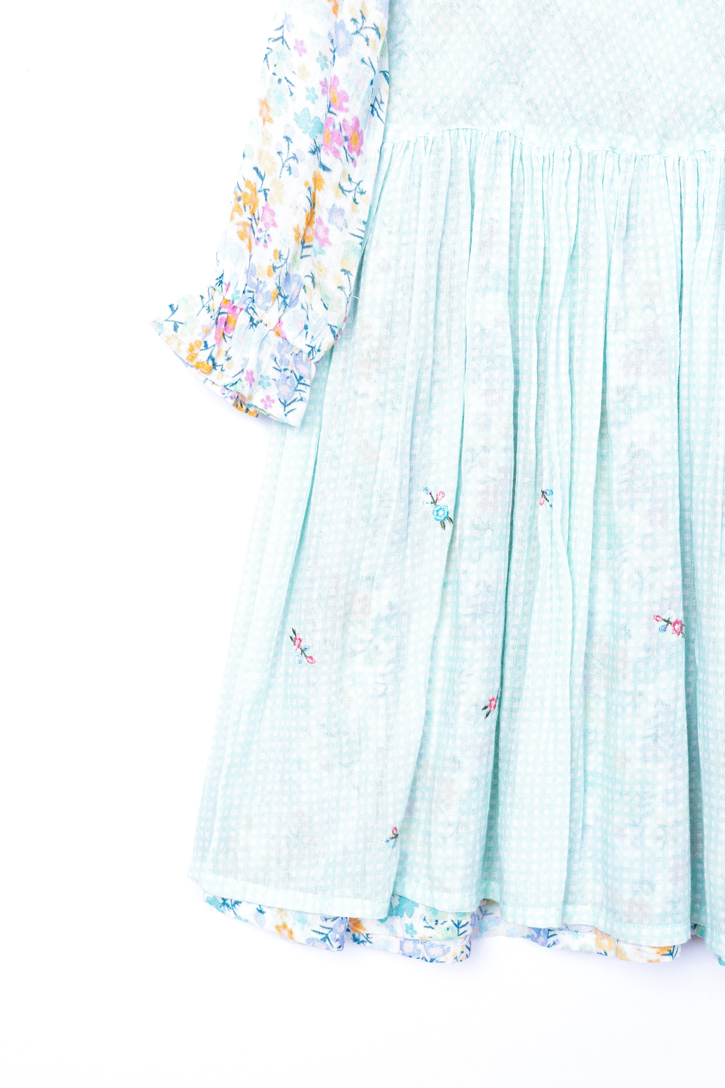 Floral and Checks Pinafore Dress