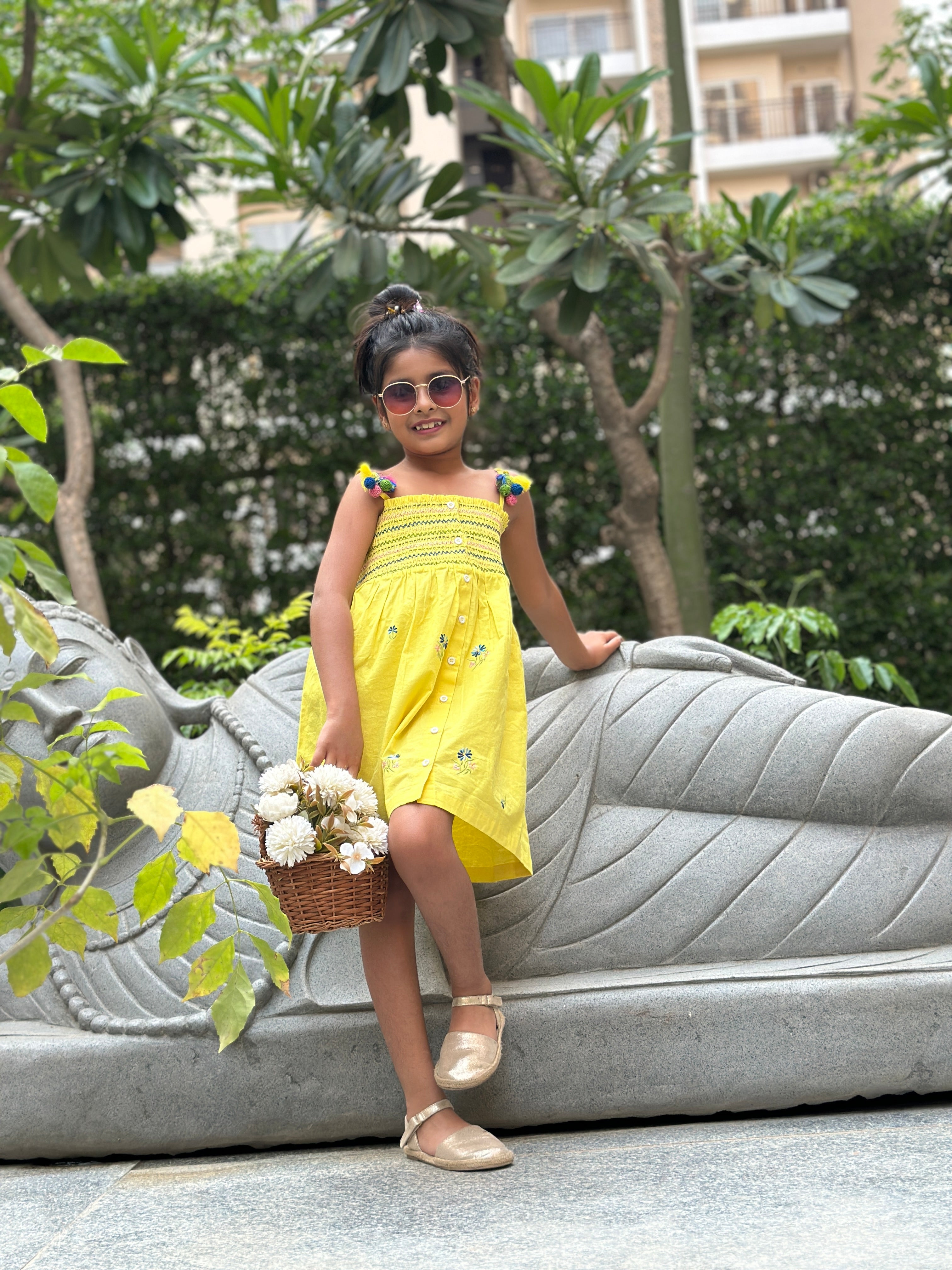 Yellow Smocked Dress