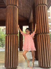 Pink Tulle Embroidery Dress