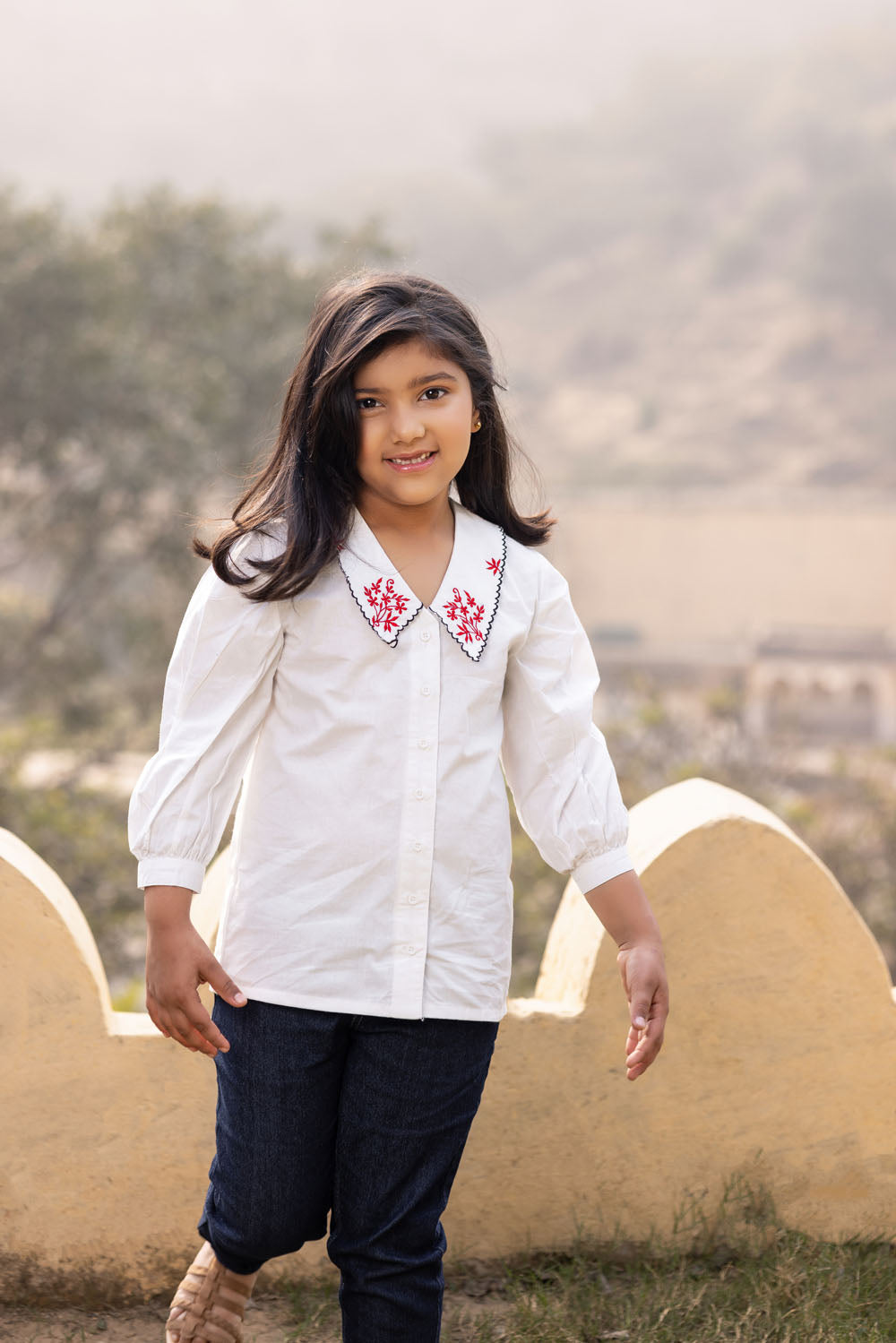 White Large Collar Shirt