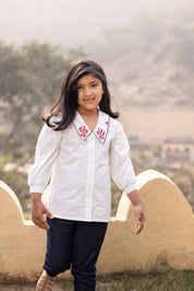 White Large Collar Shirt