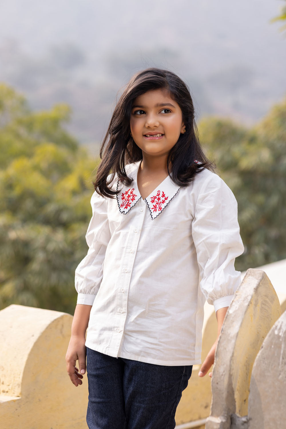 White Large Collar Shirt