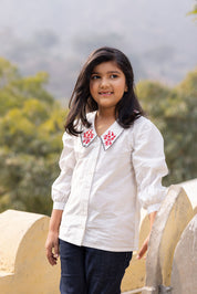 White Large Collar Shirt
