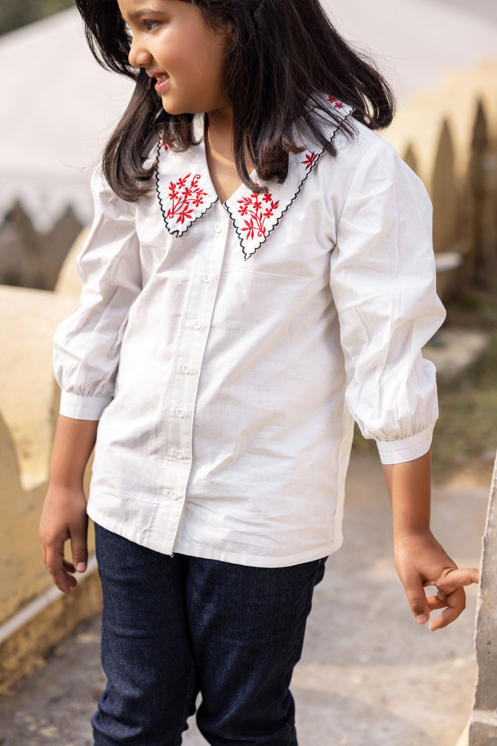 White Large Collar Shirt