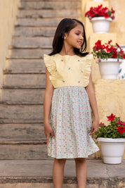 Yellow Stripe & Floral Print Dress