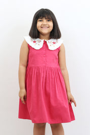 Red Embroidery Detail Dress