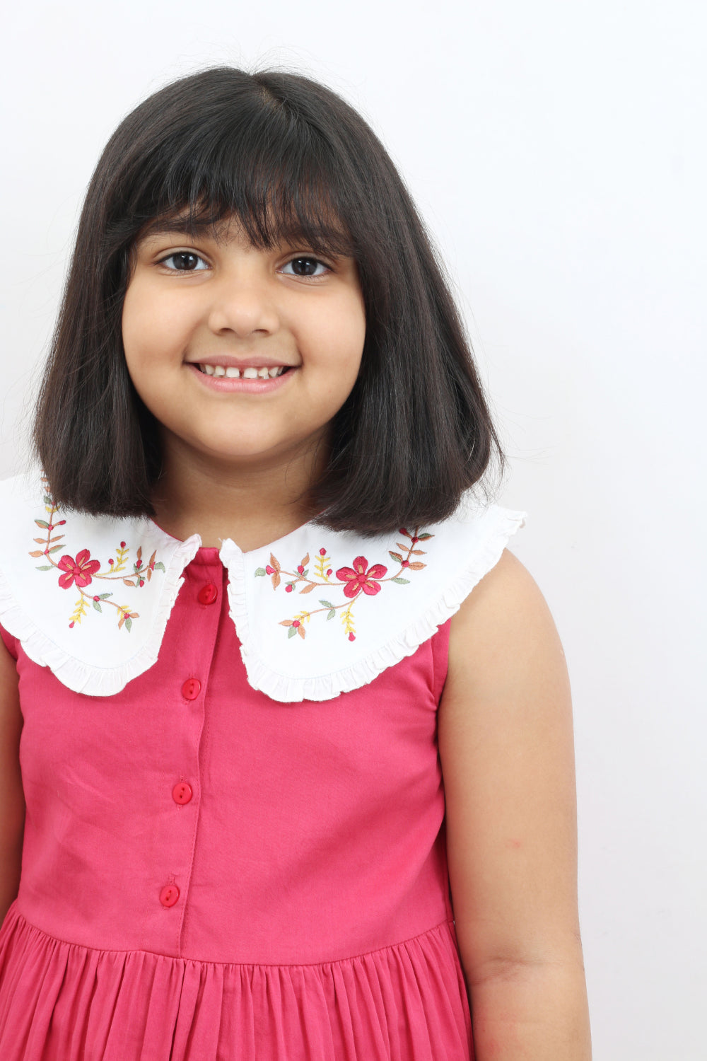 Red Embroidery Detail Dress