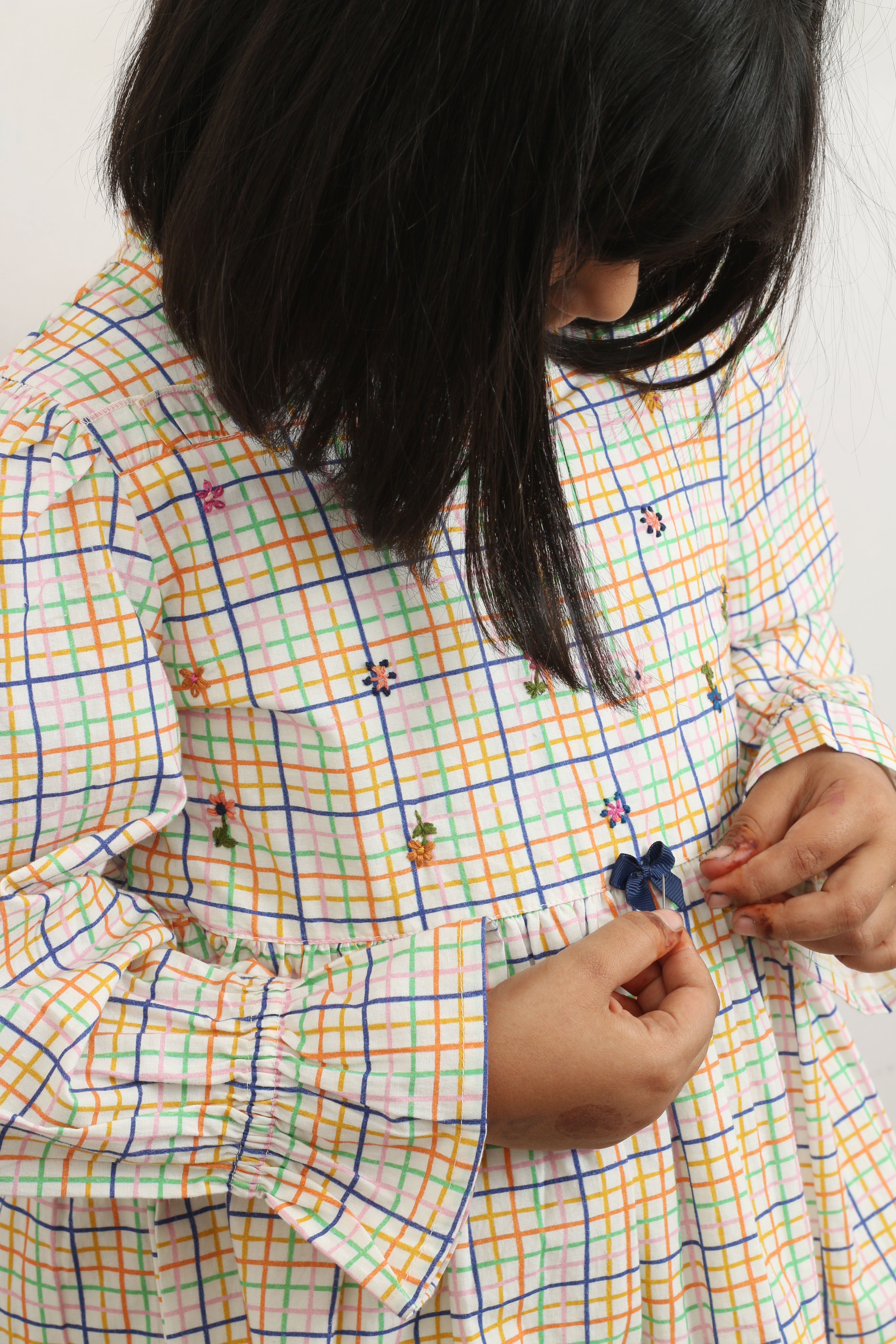 Colorful Checks Embroidered Pyjama Set