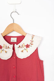 Red Embroidery Detail Dress