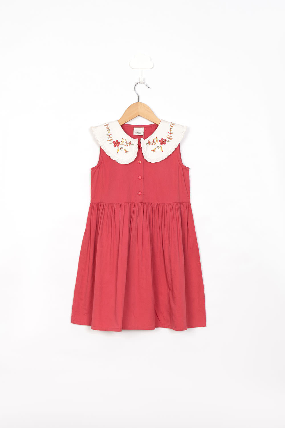 Red Embroidery Detail Dress