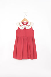 Red Embroidery Detail Dress