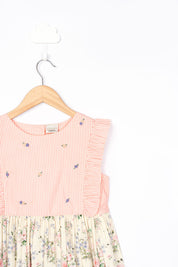 Pink Stripe & Floral Print Dress