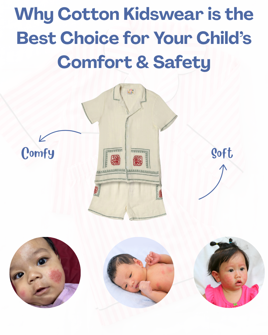 Cream cotton co-ord set for kids by Little Trunk highlighting soft, breathable, and skin-friendly cotton kidswear for children with sensitive skin.