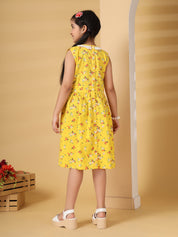 Yellow Floral Print Summer Dress