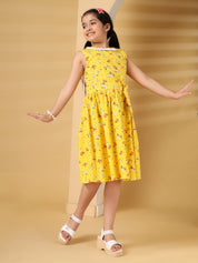 Yellow Floral Print Summer Dress