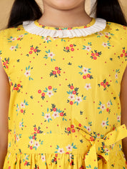 Yellow Floral Print Summer Dress