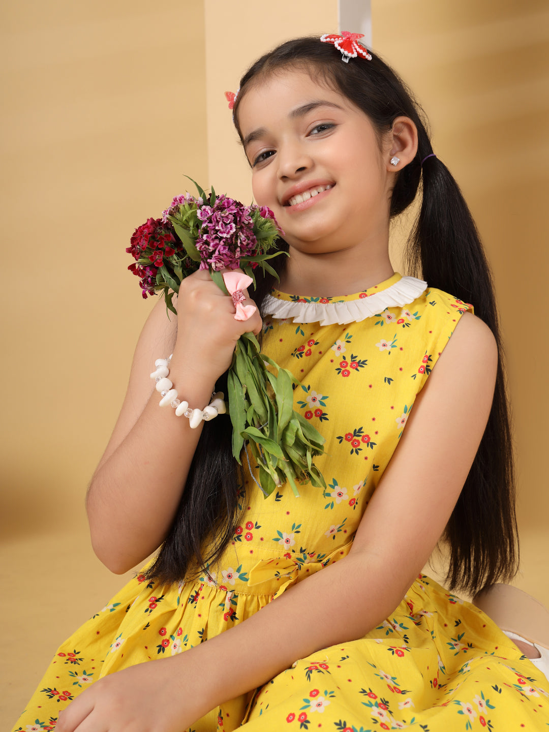 Yellow Floral Print Summer Dress