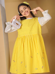 Yellow Checks Pinafore Dress