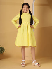 Yellow Checks Smocking Dress