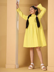 Yellow Checks Smocking Dress