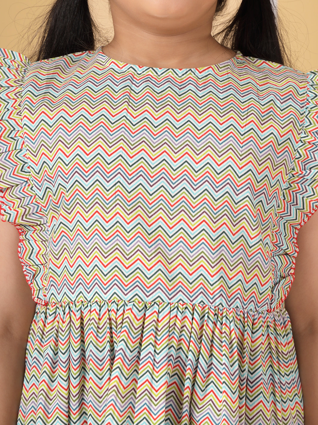 Multicolor Chevron Print Dress