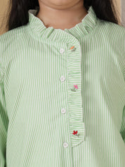 Mint Green Floral Embroidered Shirt