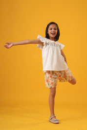 Orange Garden Skirt/ Shorts Set