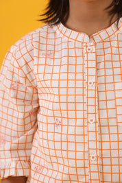 Orange Checks Girls PJ Set