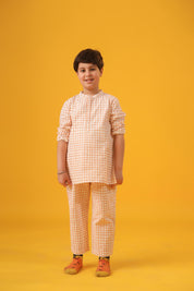 Orange Checks Boys PJ Set