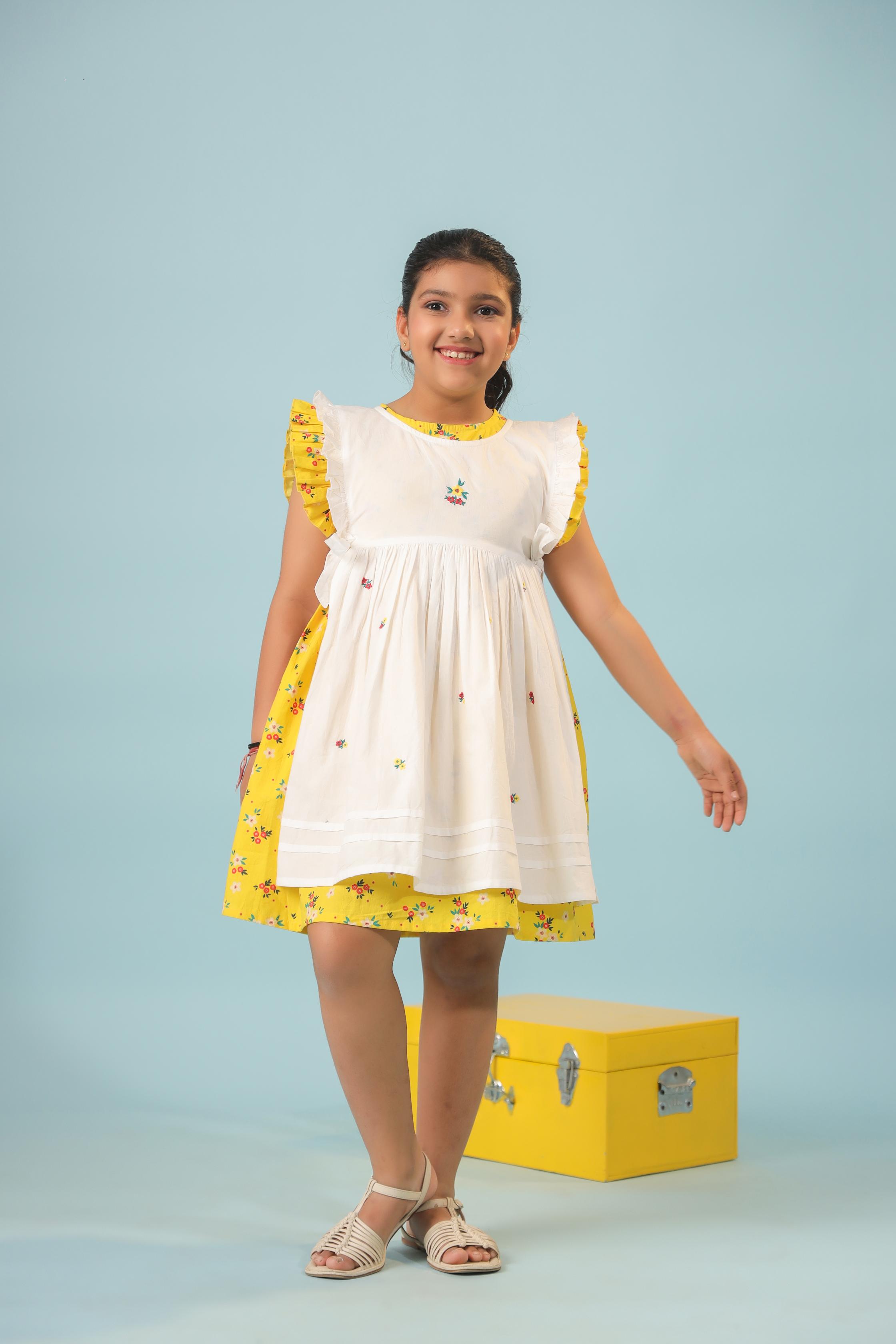 Yellow Floral Rosemary Pinafore Dress