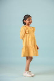 Yellow Check and Frill Dress