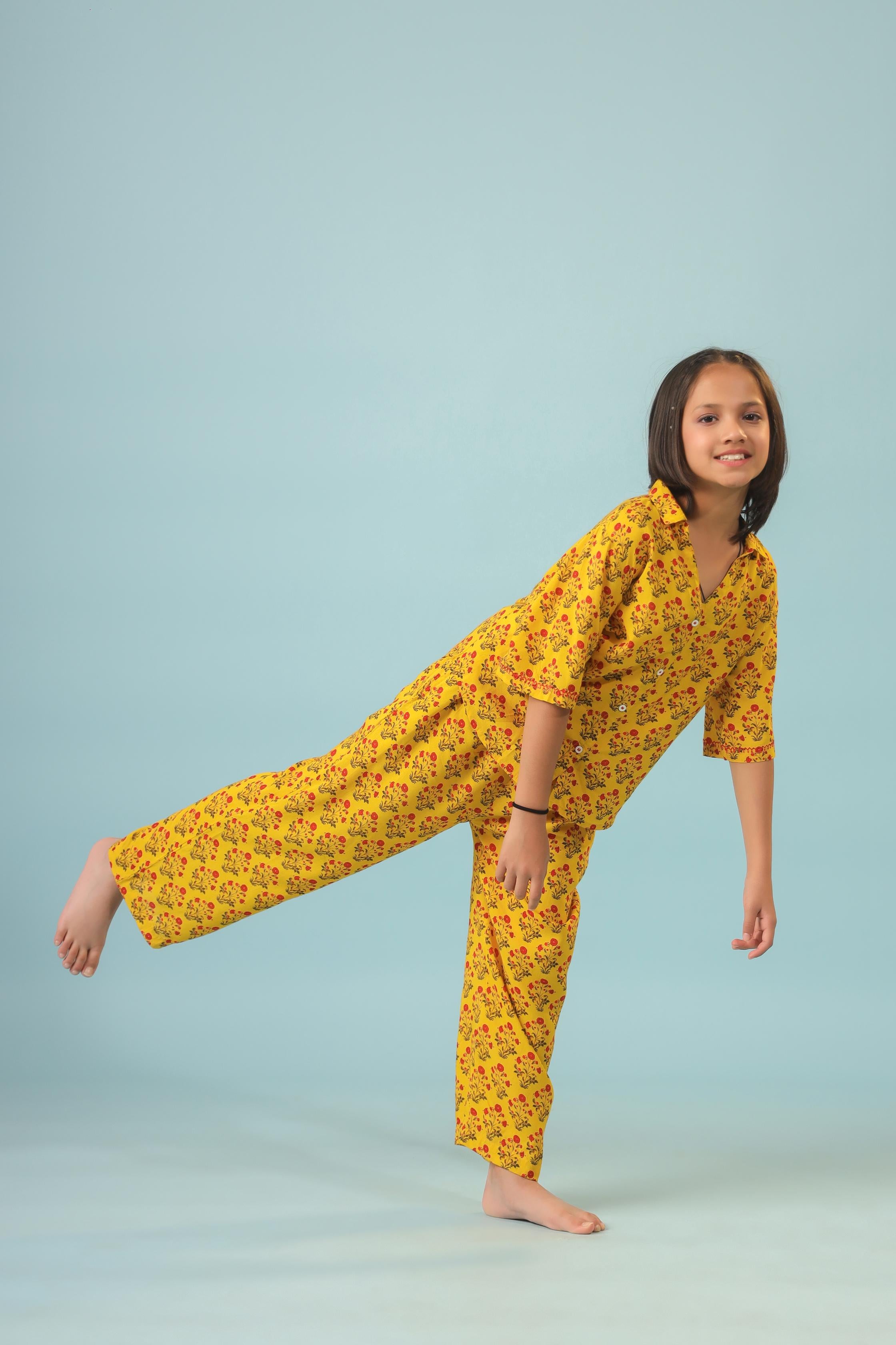 Yellow Block Print Co-ord Set