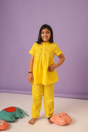 Yellow Smocking and Embroidery 
 Detail PJ Set