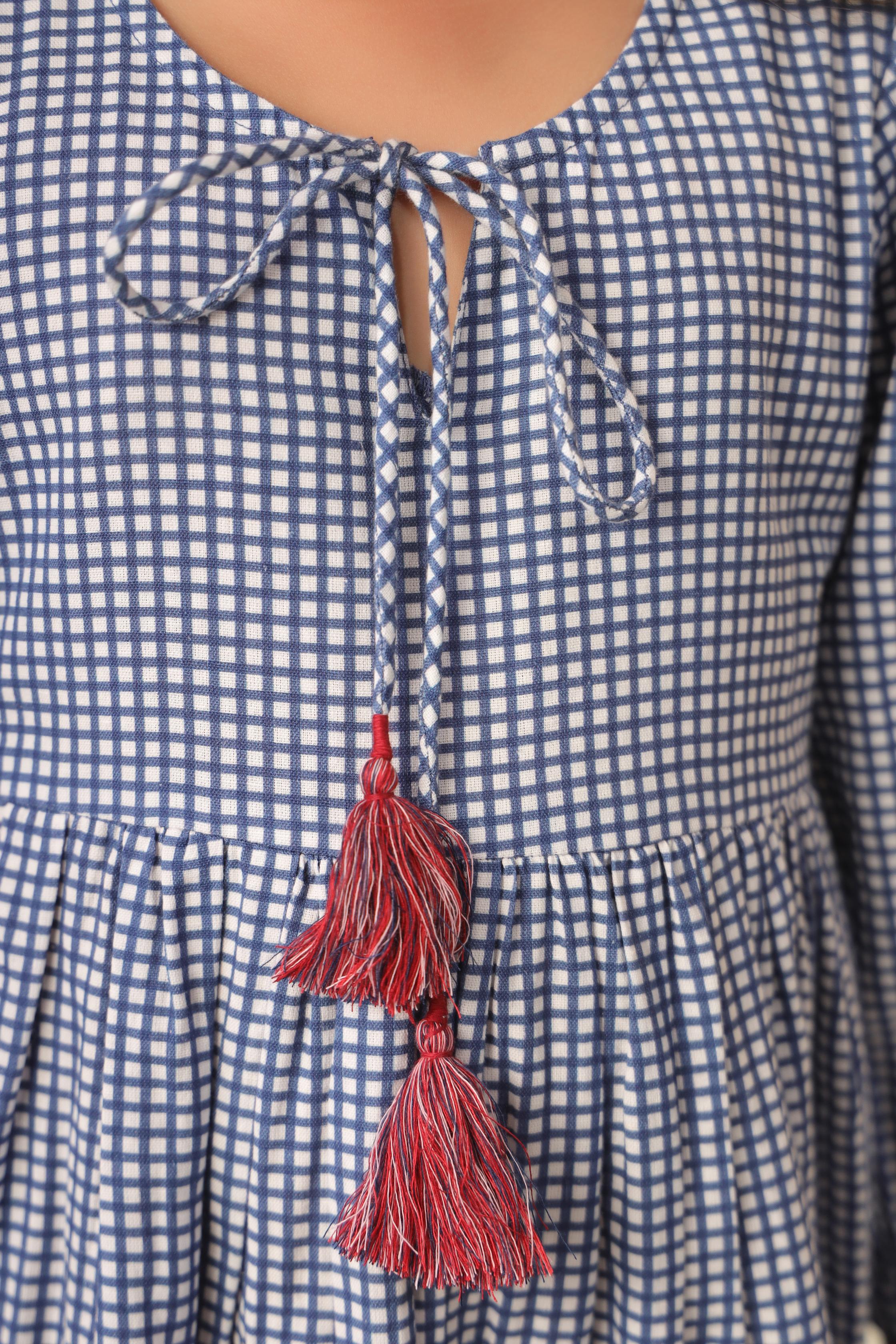 Gingham Checks Embroidery Dress