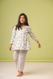 Angrakha Blue Floral PJ Set