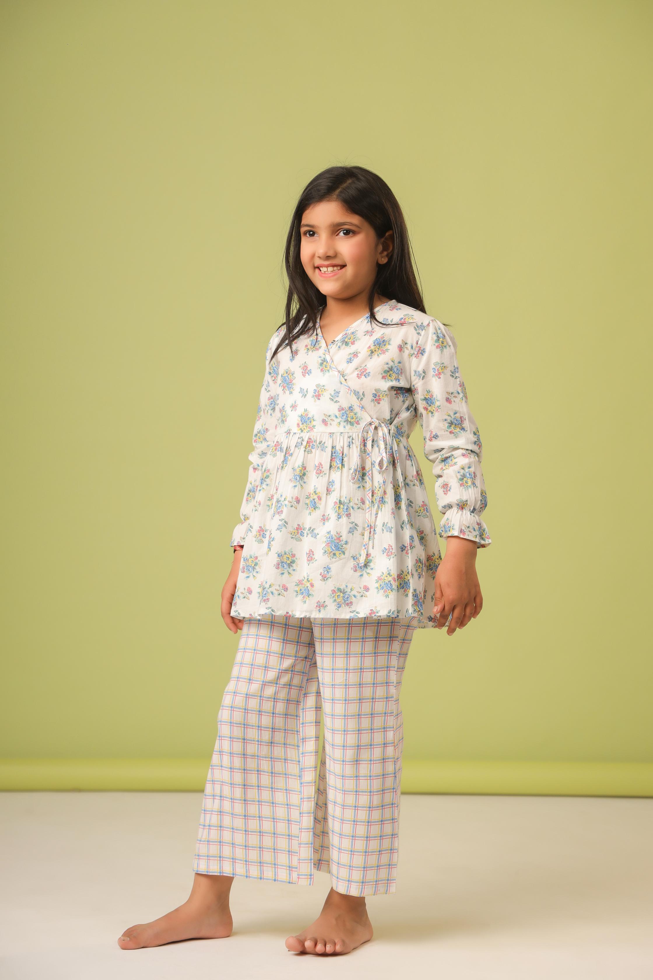 Angrakha Blue Floral PJ Set