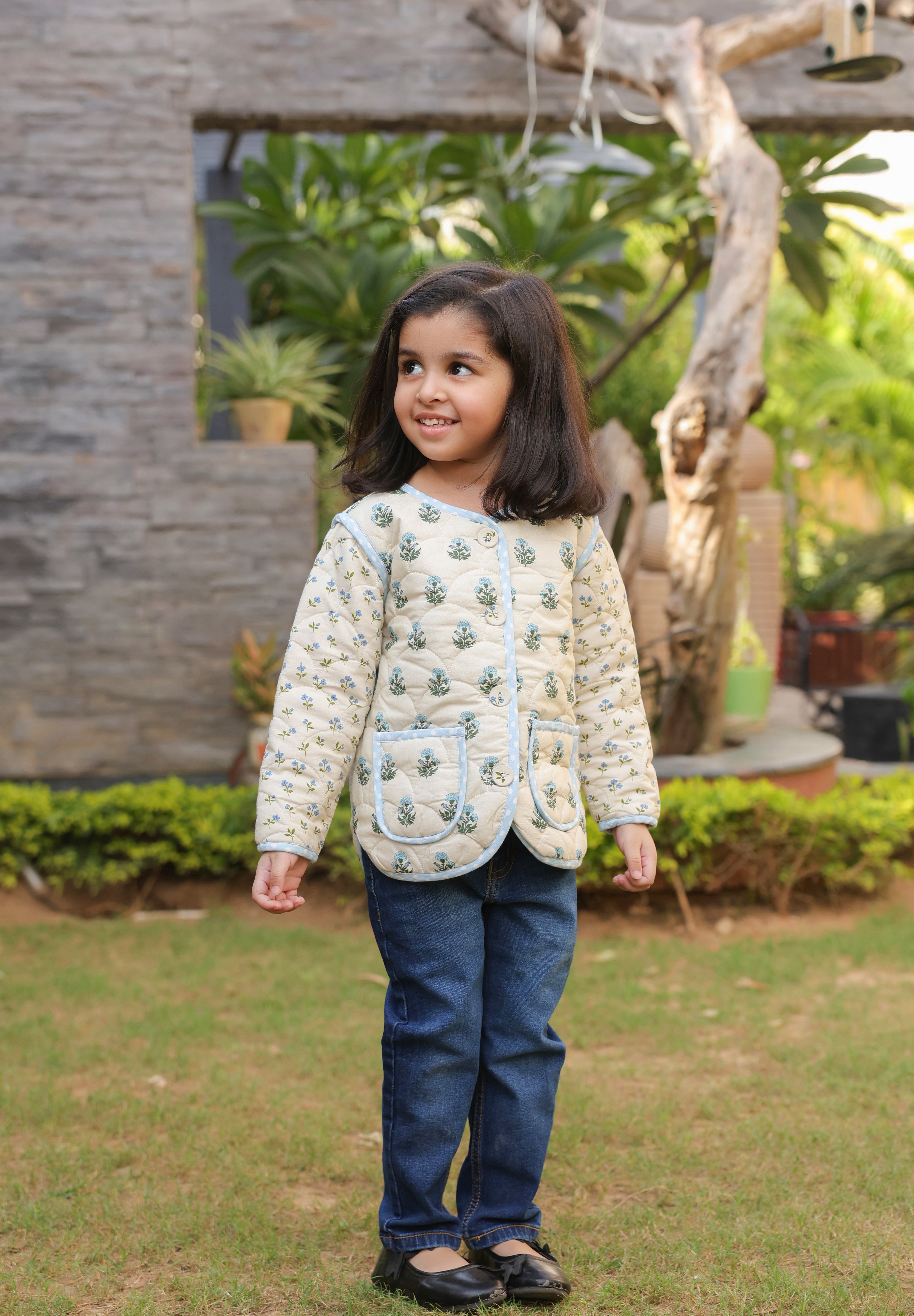 The Mughal Garden Quilted Jacket for Kids