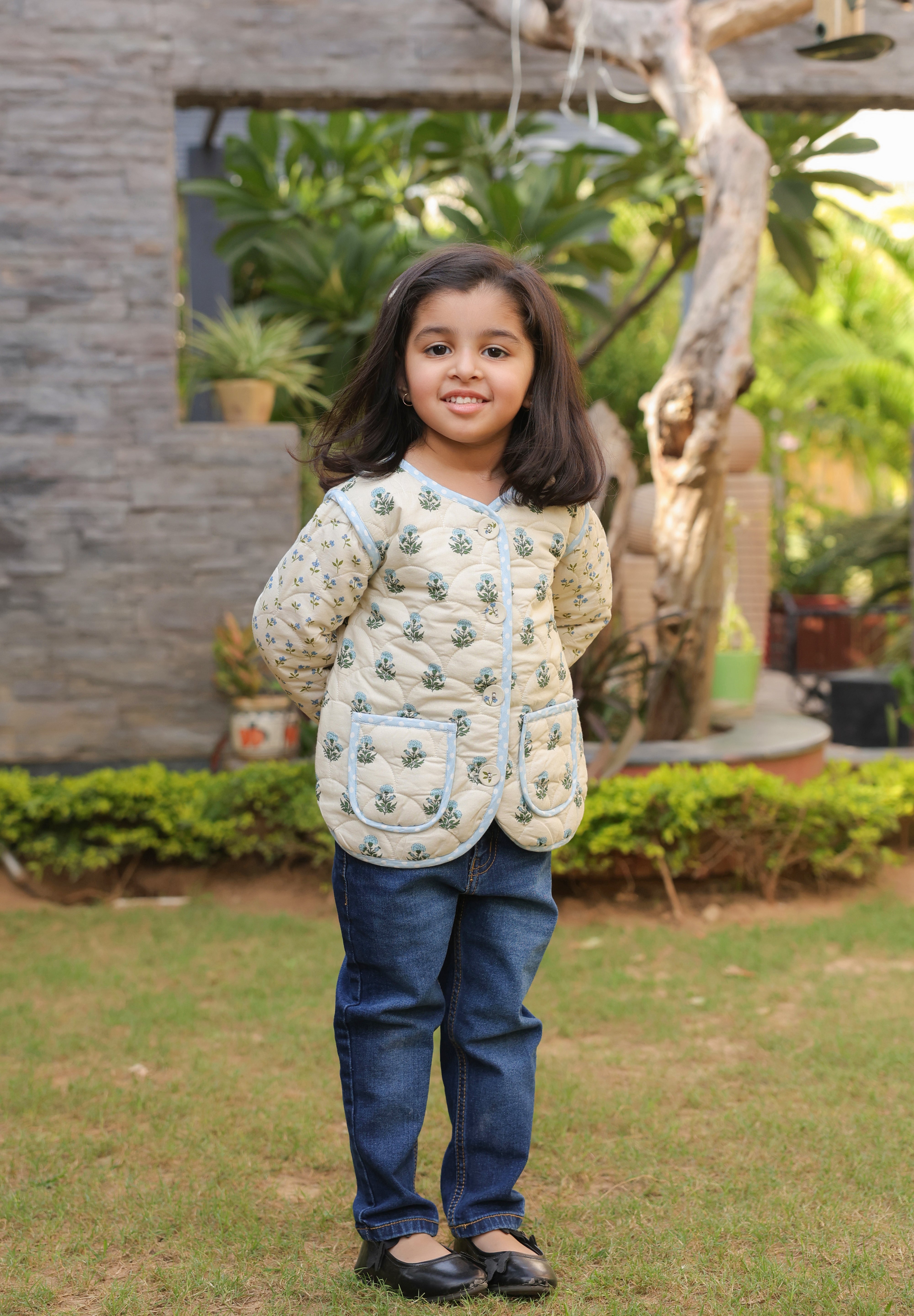 The Mughal Garden Quilted Jacket for Kids