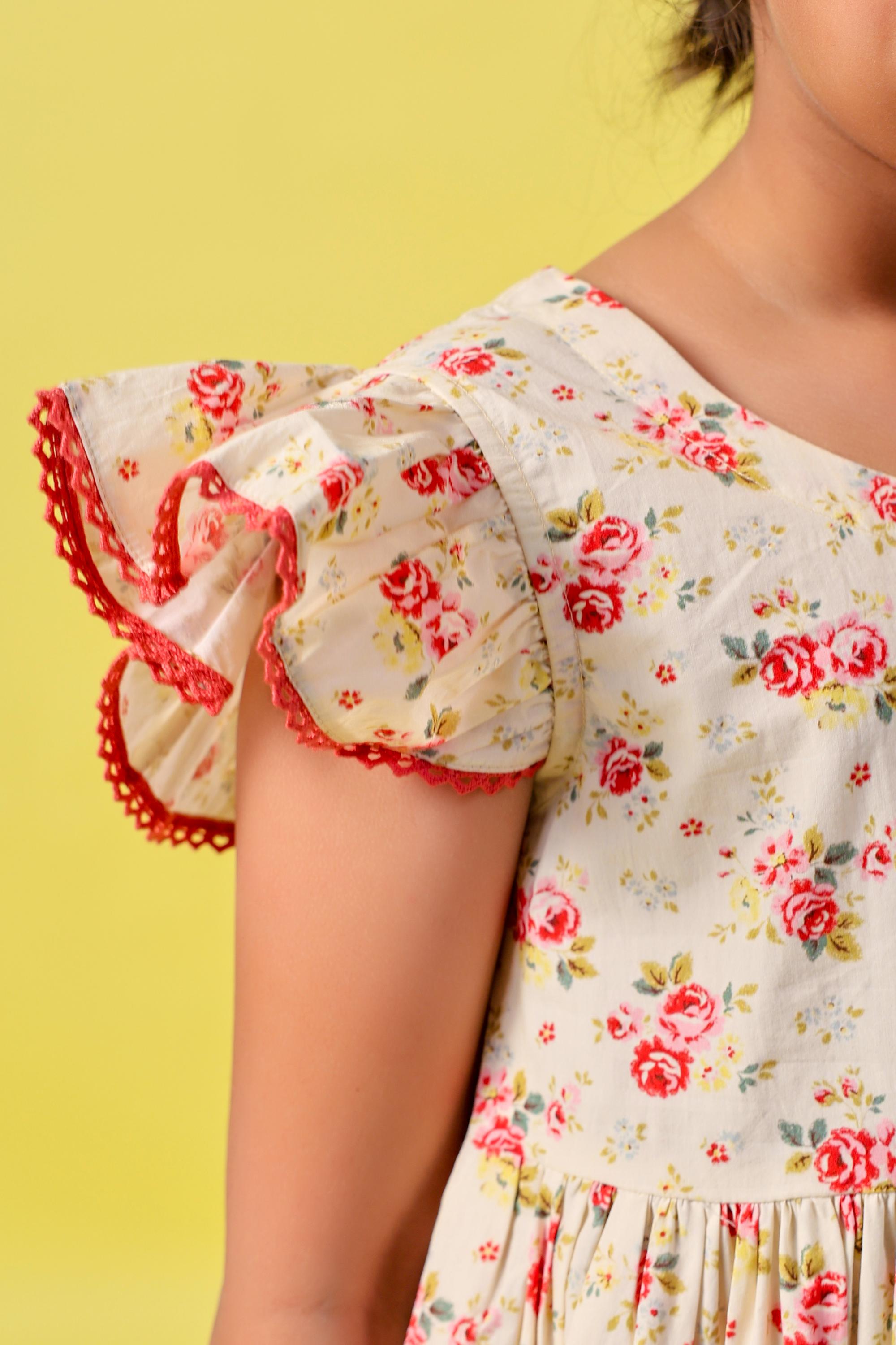 White and Red Floral Dress