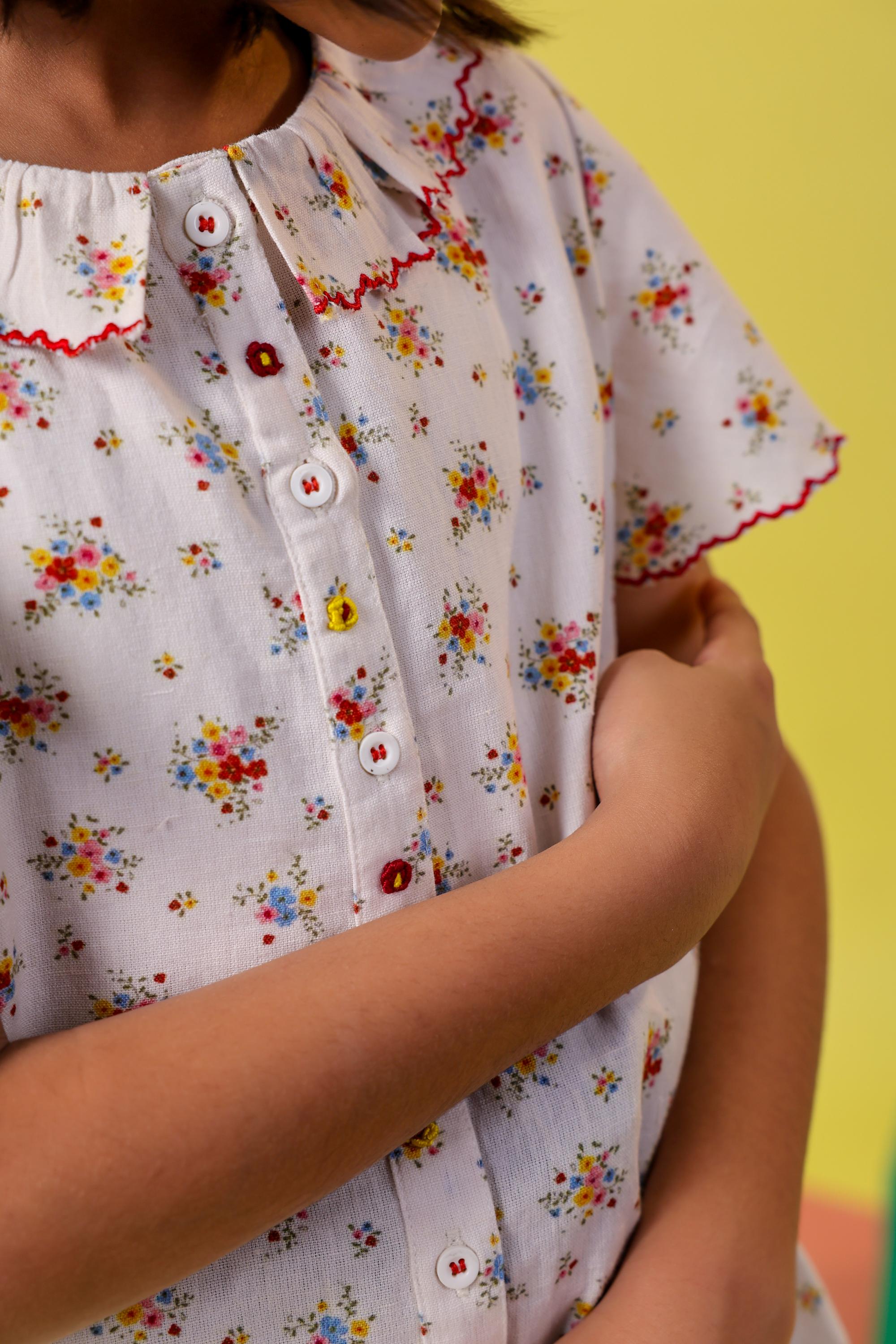 Red and White Floral Shirt