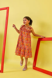 Block Print Red Dress